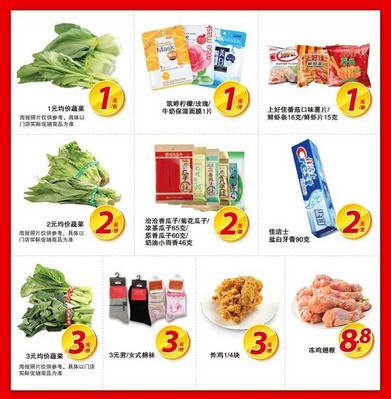 沃爾瑪及好又多門店推出 “1元、2元、3元、5元、8.8元、9.9元”等價位的400個 “均一價” 特惠商品