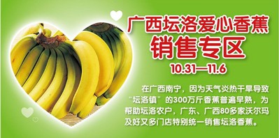 廣東、廣西80多家沃爾瑪門店正銷售廣西壇洛<br />由于早熟而引起的滯銷香蕉。