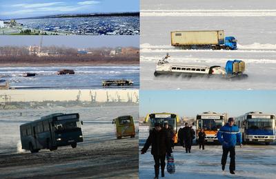 黑河開通冰上汽車運輸，增進中俄貿易和旅游